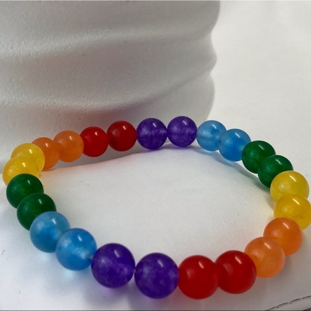 Pride Stretch Beaded Bracelet in Jade - Picture 2 of 14